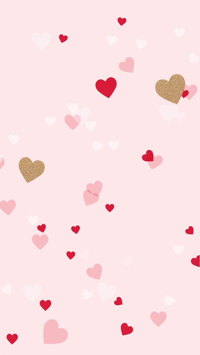 Pink background hearts gold heart free wallpaper - medium preview image