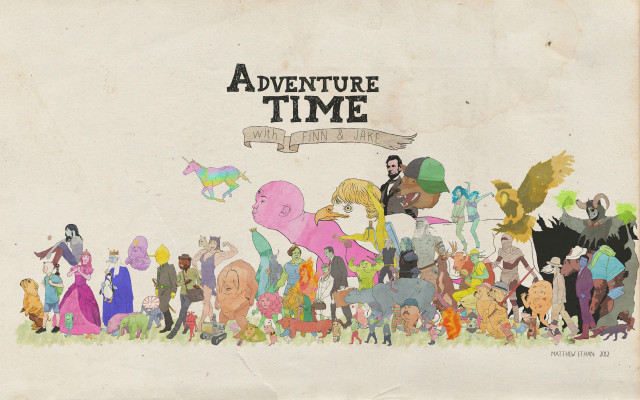 Adventure time group people banner free wallpaper - medium preview image