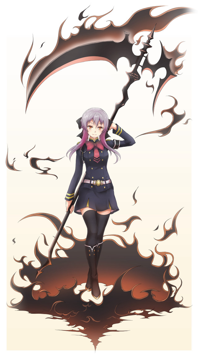 Woman uniform sword flamed umbrella free wallpaper - medium preview image