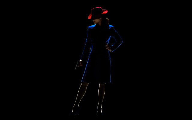 Woman blue dress red hat #2 free wallpaper - medium preview image