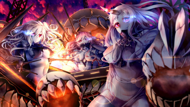Anime characters purple background flames free wallpaper - medium preview image