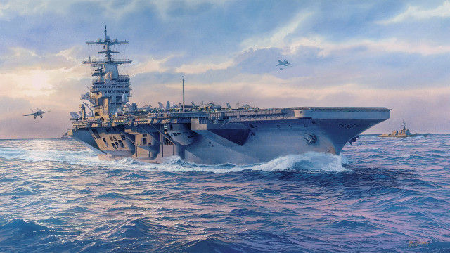 Ocean ship fighterjets beach matte free wallpaper - medium preview image