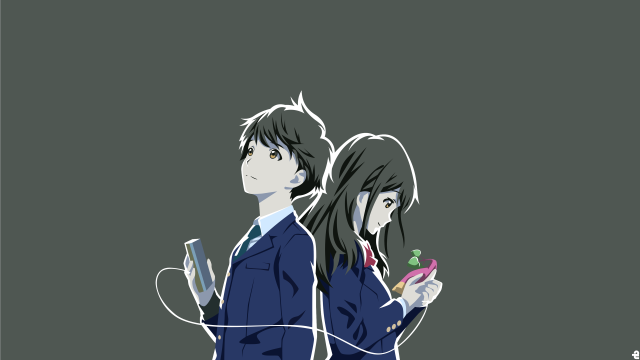 Anime characters gray black background free wallpaper - medium preview image