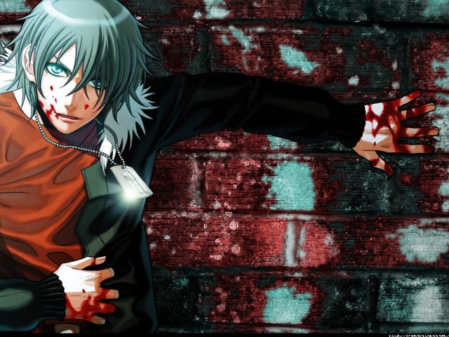 Cedric seaut redshirt brickwall bloodsplatter free wallpaper - medium preview image