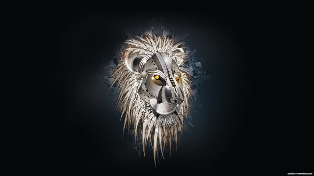Lion head black background white free wallpaper - medium preview image