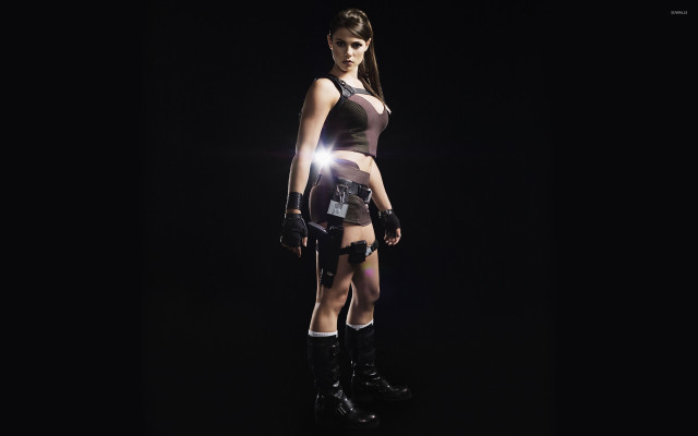 Woman shortskirt kneepads lit neo free wallpaper - medium preview image
