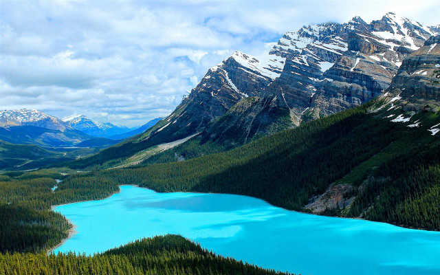 Blue lake mountains trees canada free wallpaper - medium preview image