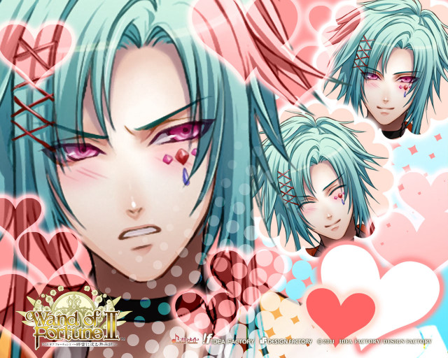 Bluehair pinkeyes heartbackground angelic portrait free wallpaper - medium preview image