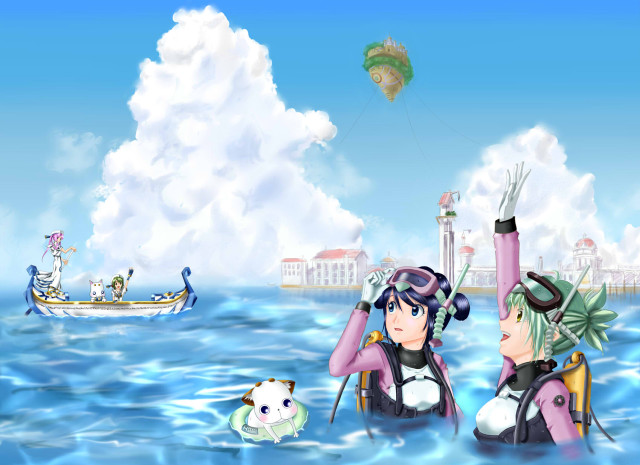 People water kite sky boat free wallpaper - medium preview image