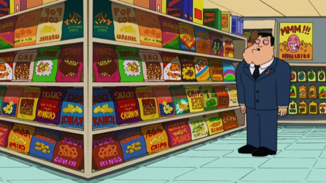 Cartoon man store shelf cereals free wallpaper - medium preview image