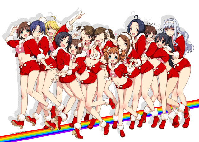 Women red outfits rainbow line free wallpaper - medium preview image