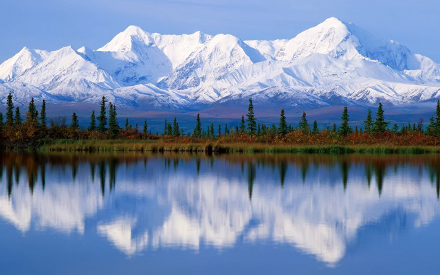Mountain range reflection lake trees #2 free wallpaper for desktop - medium preview image