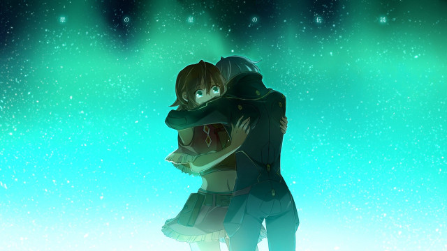 Couple hugging snow stars background free wallpaper - medium preview image