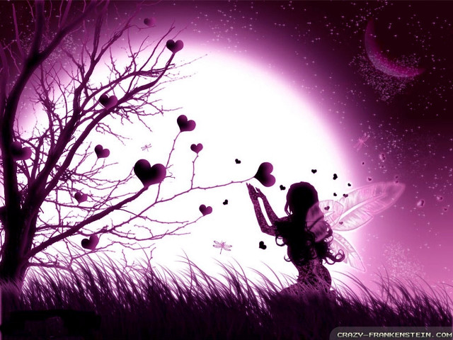 Girl heart balloon tree moon free wallpaper - medium preview image