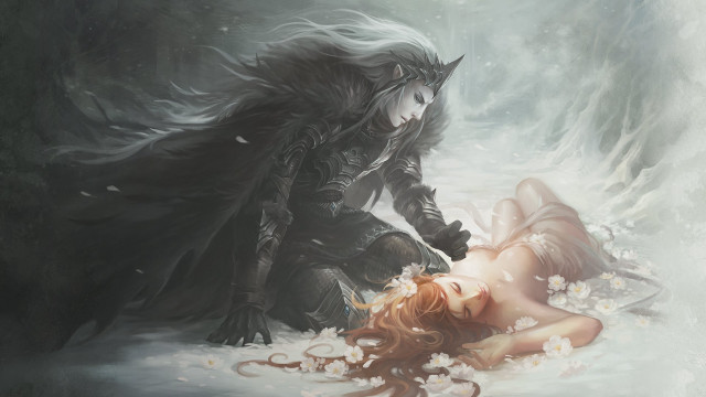 Woman demon snow ground demons free wallpaper - medium preview image