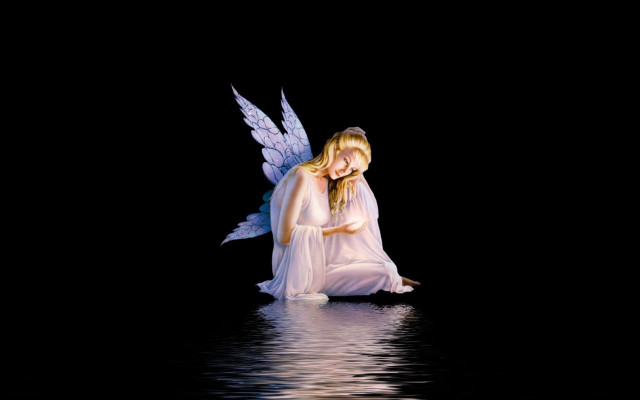 Fairy sitting water wings spread #2 free wallpaper - medium preview image