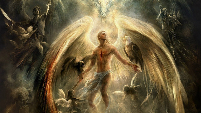 Man large bird demon shoulder free wallpaper - medium preview image