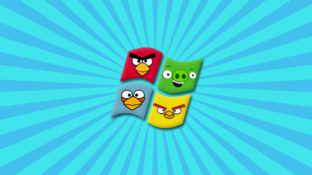 Angry birds blue background sunburst free wallpaper - medium preview image