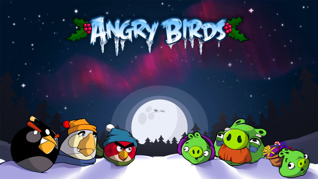 Angry birds snow night full free wallpaper - medium preview image