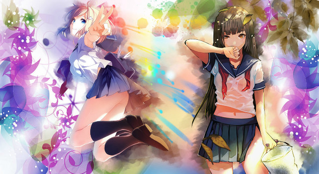 Anime girls long hair short #8 free wallpaper - medium preview image