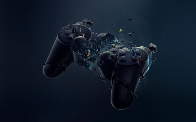 Video game controller flying debris free wallpaper - medium preview image