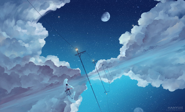 Sky clouds street light full free wallpaper - medium preview image