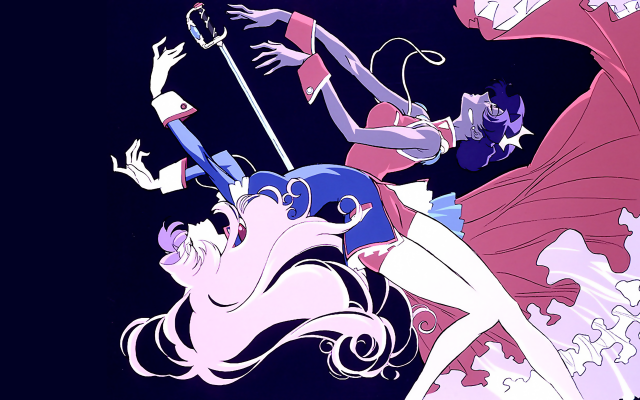 Woman pink dress man blue free wallpaper - medium preview image