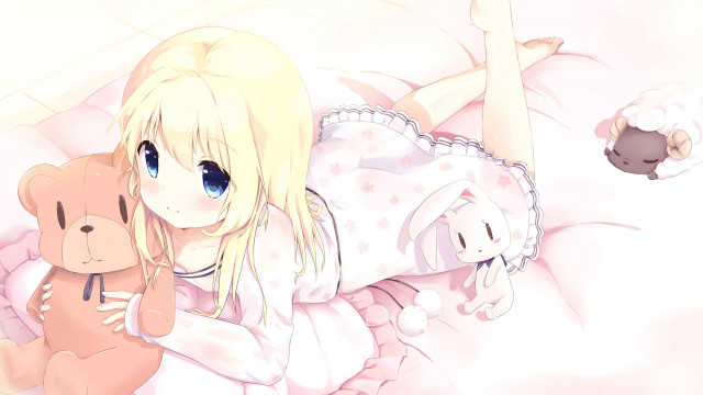 Girl teddy bear anime blush free wallpaper - medium preview image