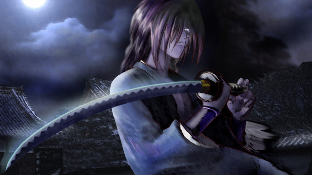 Woman sword dark sky clouds free wallpaper - medium preview image