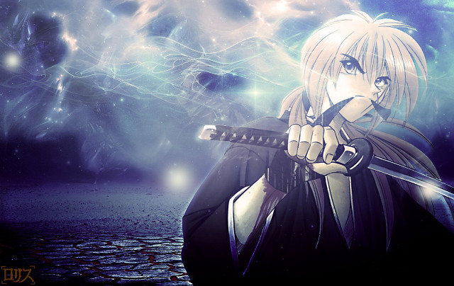 Anime character sword stars clouds free wallpaper - medium preview image