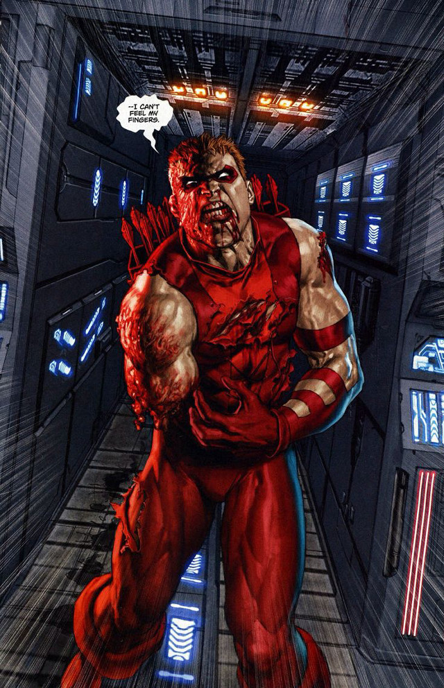 Man red suit hallway red free wallpaper - medium preview image