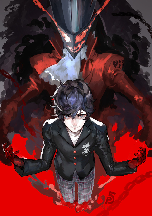 Man suit red background demonic free wallpaper - medium preview image
