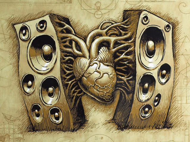 Heart speakers drawing back image free wallpaper - medium preview image