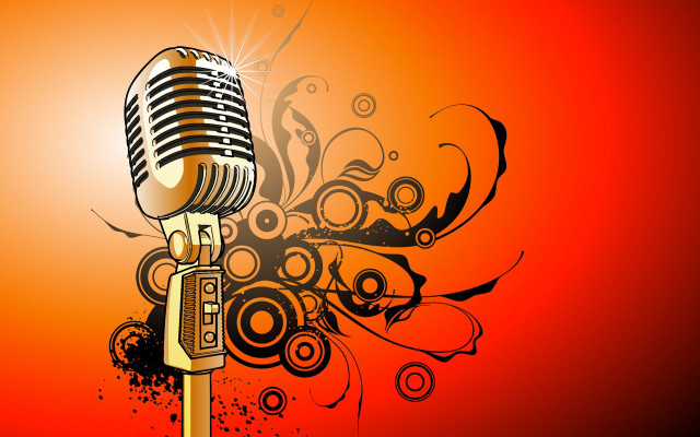 Microphone floral design red background #2 free wallpaper - medium preview image