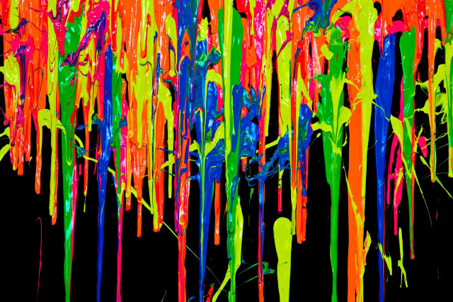Black background multicolored paint dripping free wallpaper - medium preview image