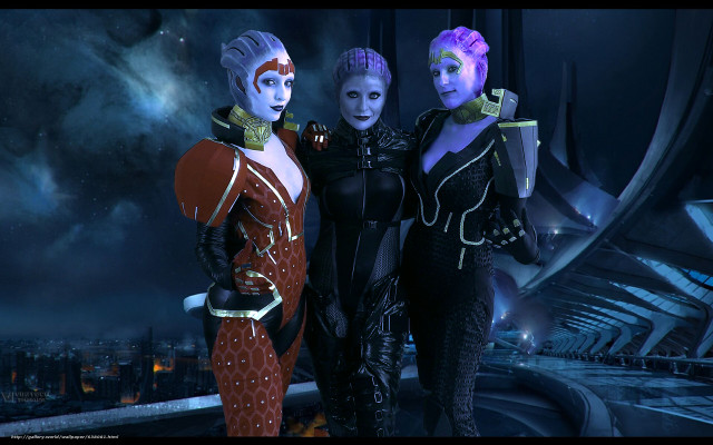 Futuristic women night city skyline free wallpaper - medium preview image