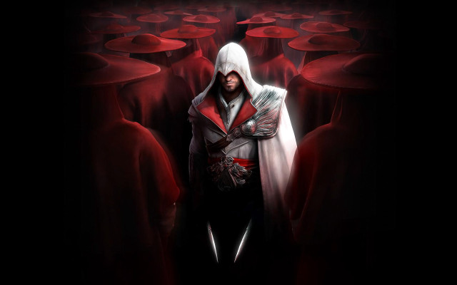 Man hooded outfit dark room free wallpaper - medium preview image