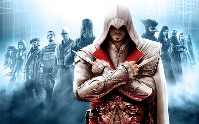 Man hooded jacket foggy group free wallpaper - medium preview image