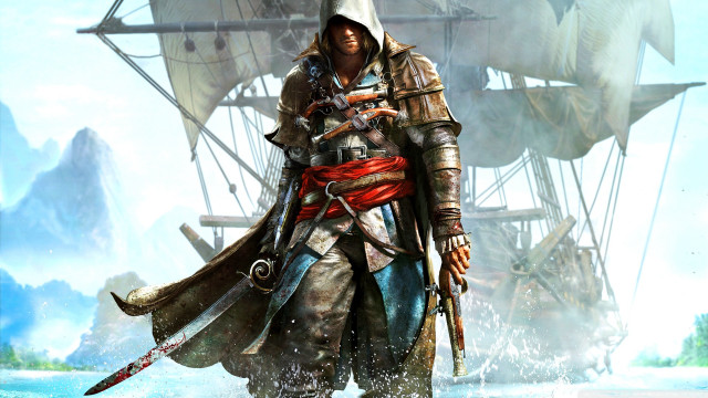 Pirate man walking water sword free wallpaper - medium preview image