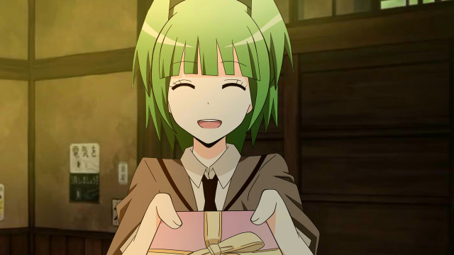 Girl green hair holding gifts free wallpaper - medium preview image