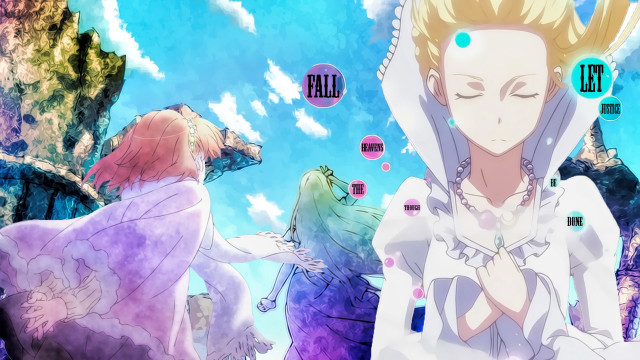 Anime woman man sky holding free wallpaper - medium preview image