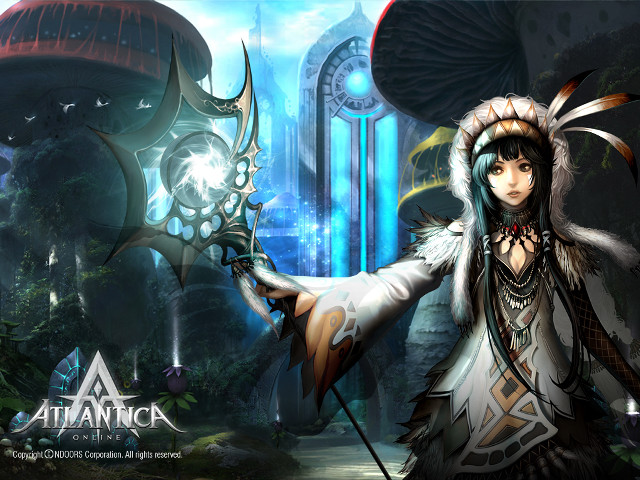 Woman white outfit wand mushroom free wallpaper - medium preview image
