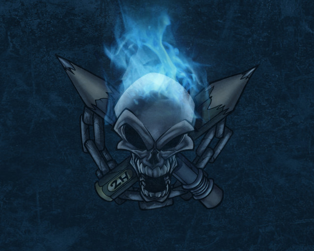 Skull flame crossed swords hands free wallpaper - medium preview image