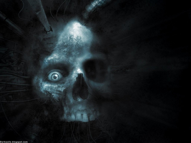 Skull glowing face eyes dark free wallpaper - medium preview image