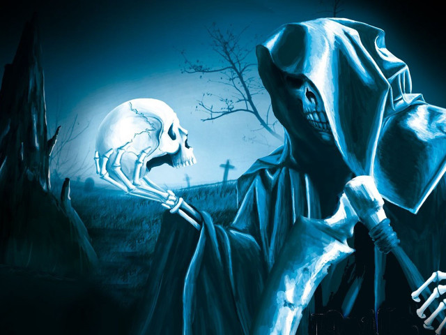 Skeleton knife graveyard full moon free wallpaper - medium preview image