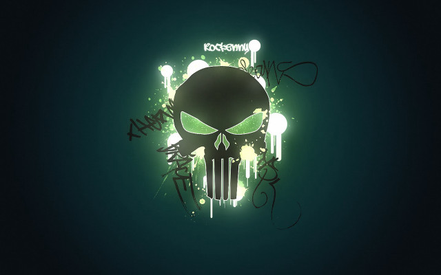 Green skull black background writing #2 free wallpaper - medium preview image