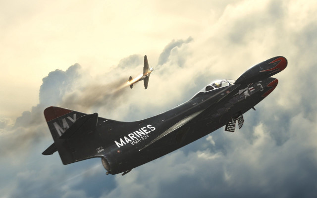 Airplanes flying cloudy background propeller free wallpaper - medium preview image