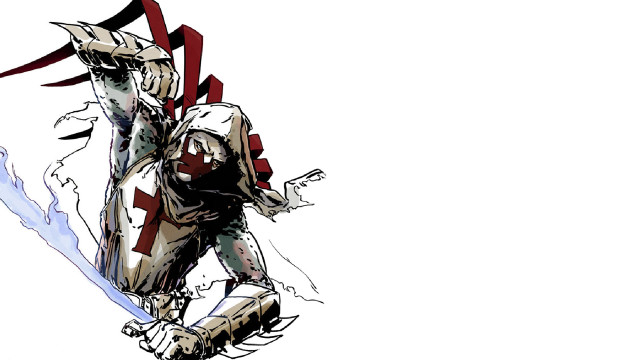 Man white suit sword red free wallpaper - medium preview image