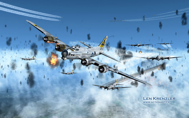 Planes flying smoke sky group free wallpaper - medium preview image