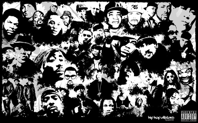 Group faces drawn black white free wallpaper - medium preview image